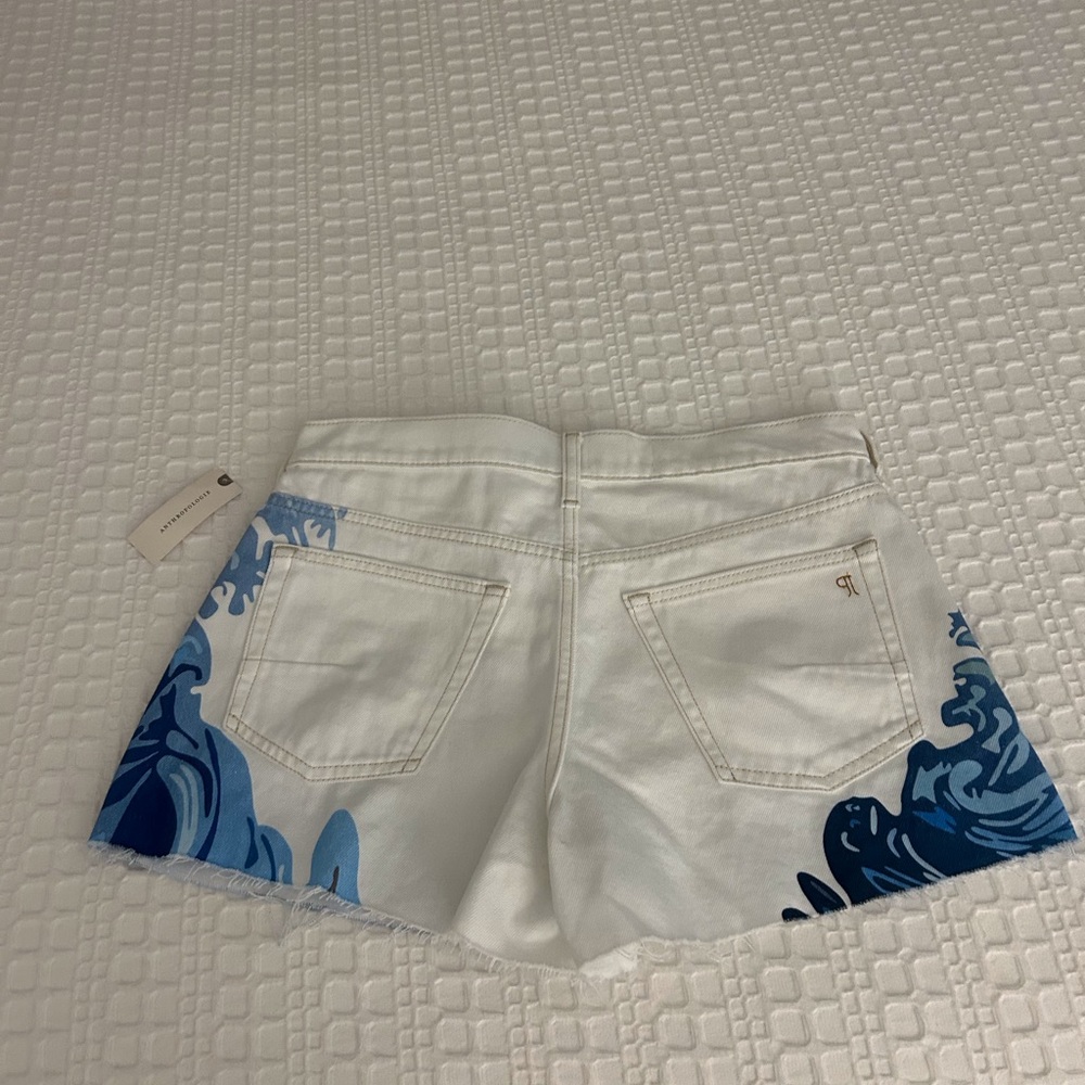 Anthropologie, Pilcro,The Devon Denim Shorts. Blue Ocean Wave Design. - Picture 4 of 10